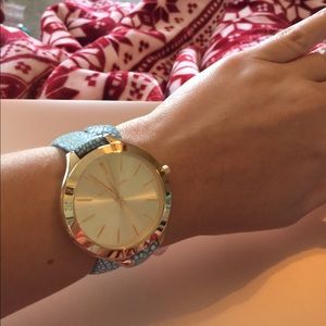 MichaelKors blue and gold watch